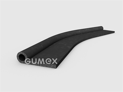 Mikroporézny gumový profil tvaru "P" s dutinkou, 35x10/3mm, hustota 500kg/m3, EPDM, -30°C/+80°C, čierny